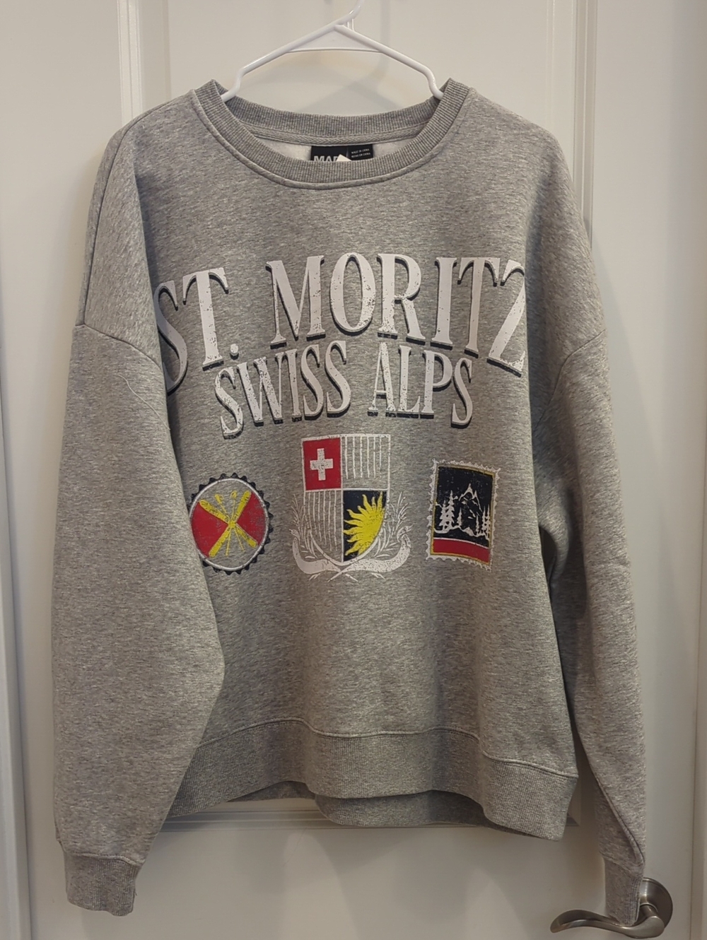 MAD Engine Grey 'St. Moritz Swiss Alps' Graphic Crewneck Sweatshirt